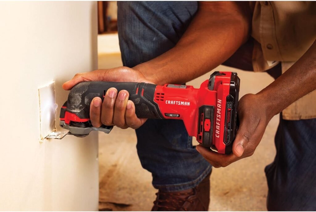 CRAFTSMAN V20 Cordless Multi-Tool, Oscillating Tool Kit, Blades, Sand Paper, Battery and Charger Included (CMCE501D1)