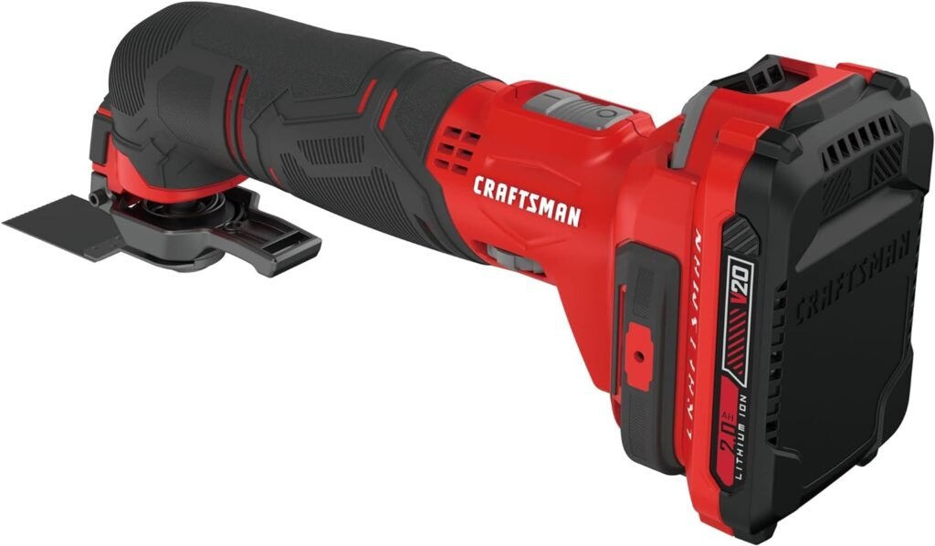 CRAFTSMAN V20 Cordless Multi-Tool, Oscillating Tool Kit, Blades, Sand Paper, Battery and Charger Included (CMCE501D1)