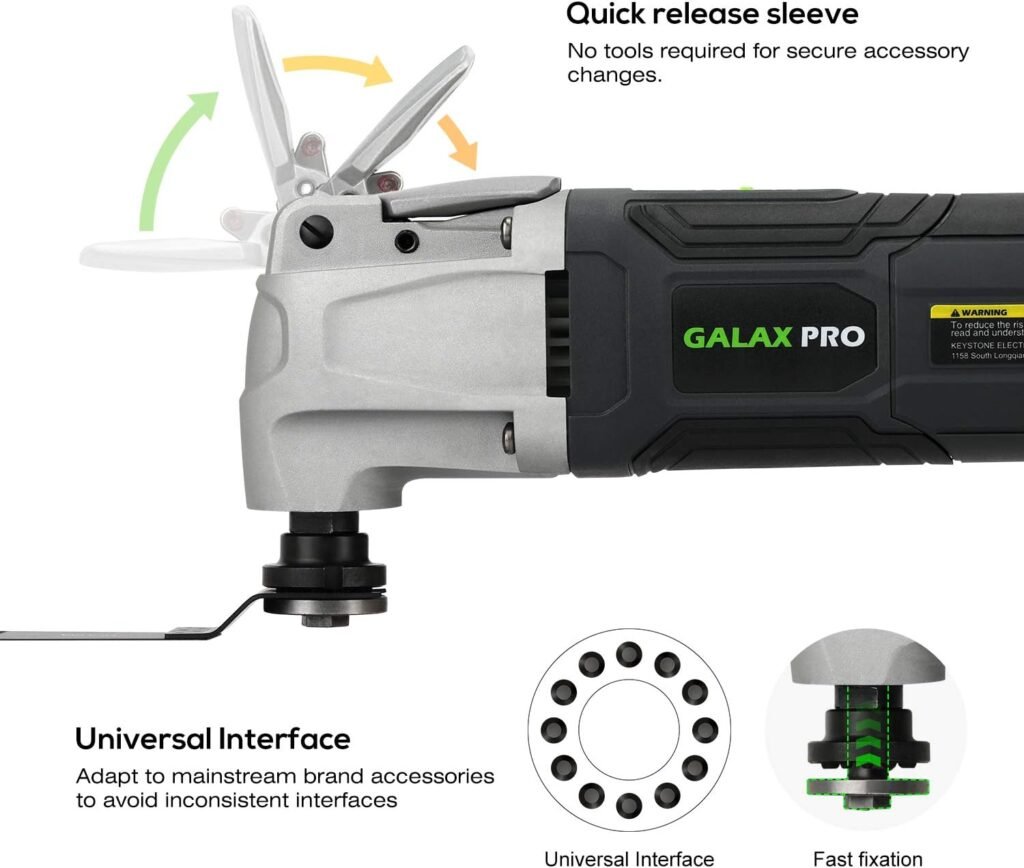 GALAX PRO 2.4Amp 6 Variable Speed Oscillating Multi-Tool Kit with Quick-Lock accessory change, Oscillating Angle:3°, 28pcs Accessories and Carry Bag