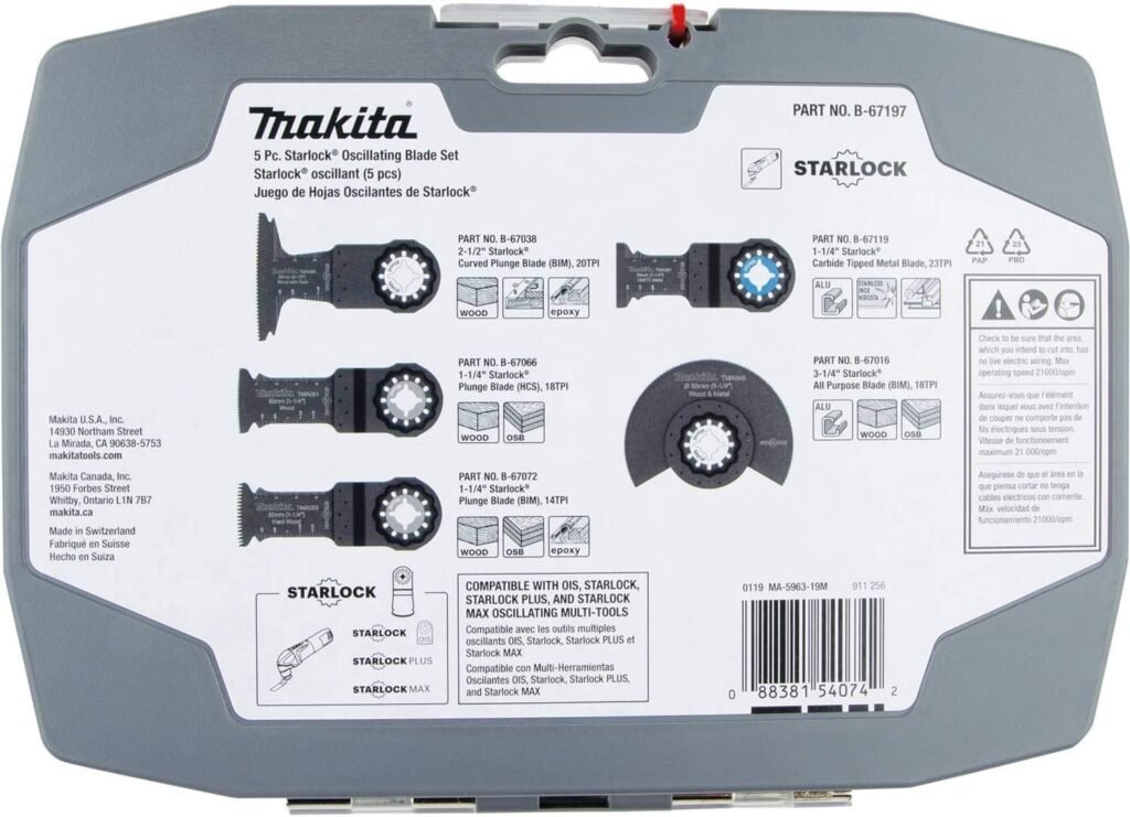 Makita B-67197 5 Pc. Starlock® Oscillating Blade Set