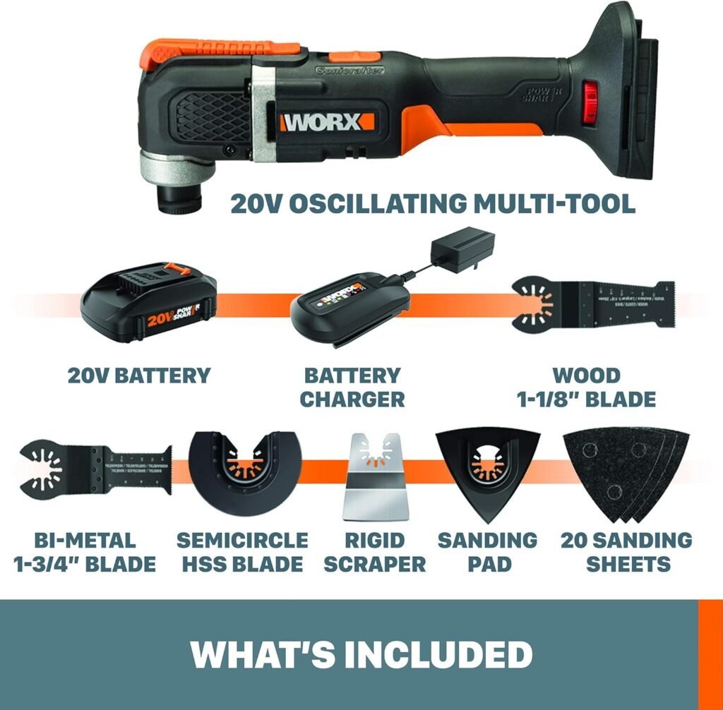 Worx WX696L 20V Power Share Sonicrafter Cordless Oscillating Multi-Tool